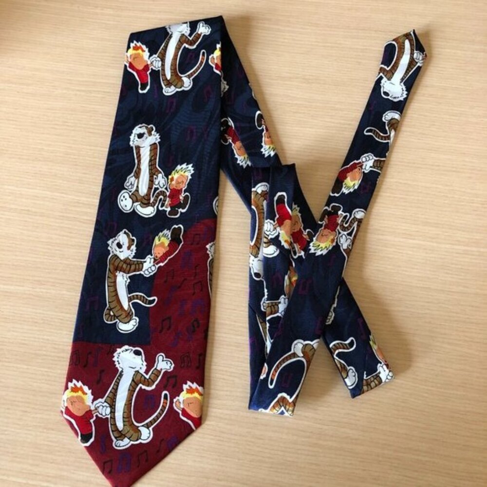 Calvin & Hobbs Dancing 100% Silk Red & Blue Tie